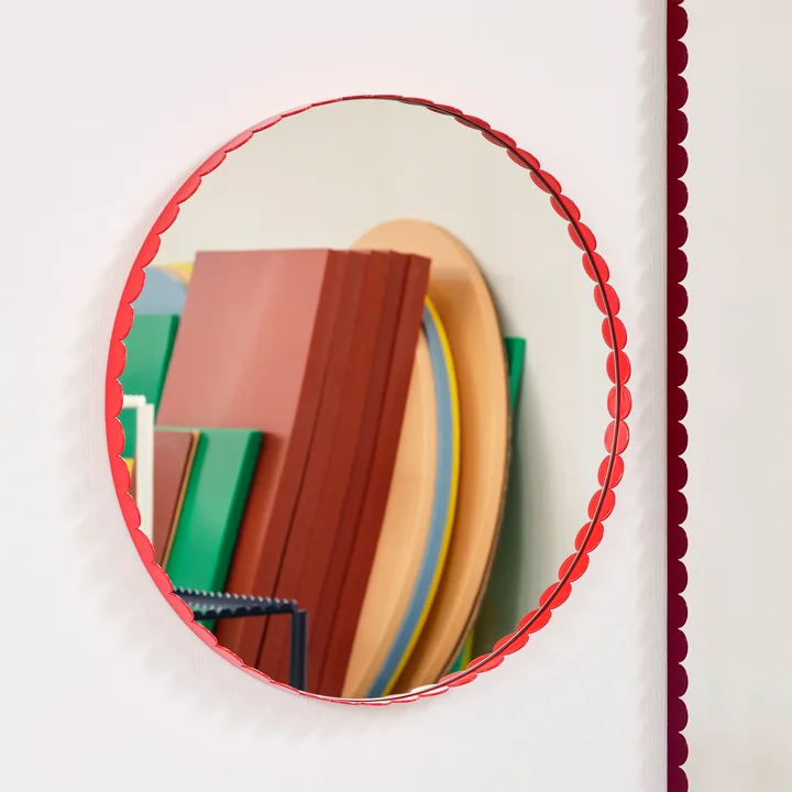 Arcs Mirror, round, red from HAY