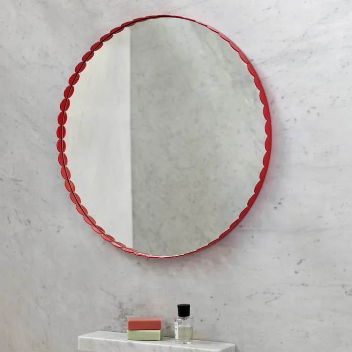 Arcs Mirror, round, red from HAY