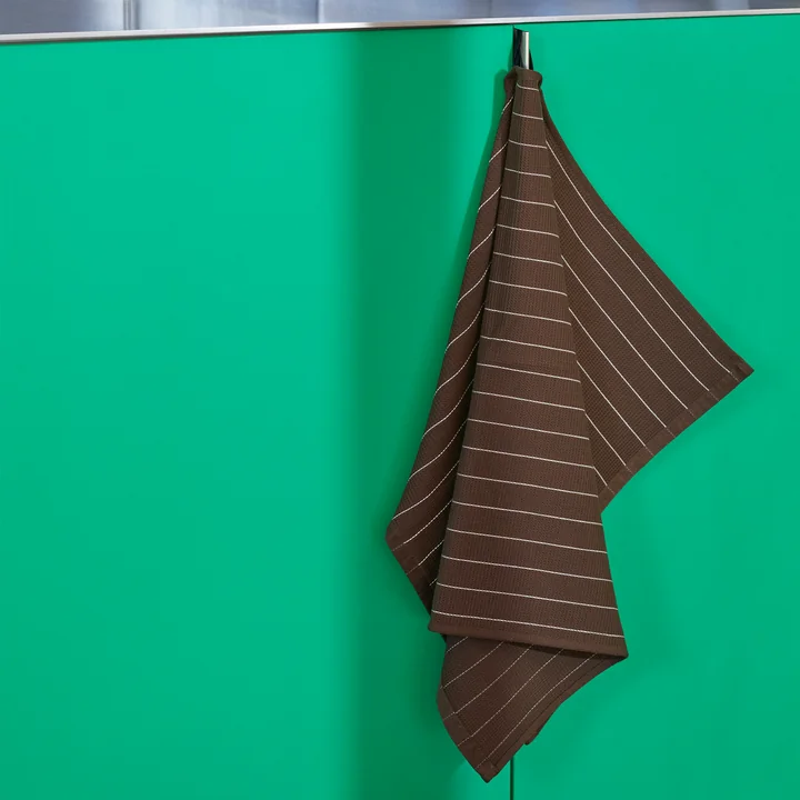 Canteen Tea towel, chocolate pinstripe from HAY