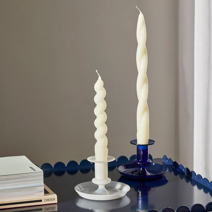 Flare candlestick from HAY in the color white, dark blue