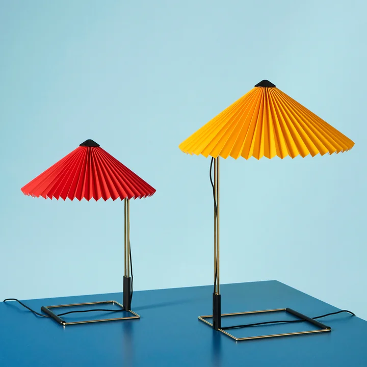 Matin LED table lamp, yellow and red from HAY
