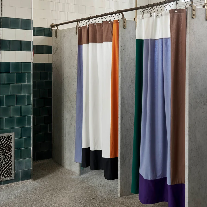 Pivot Shower curtain, 200 x 180 cm, cream and blue from HAY