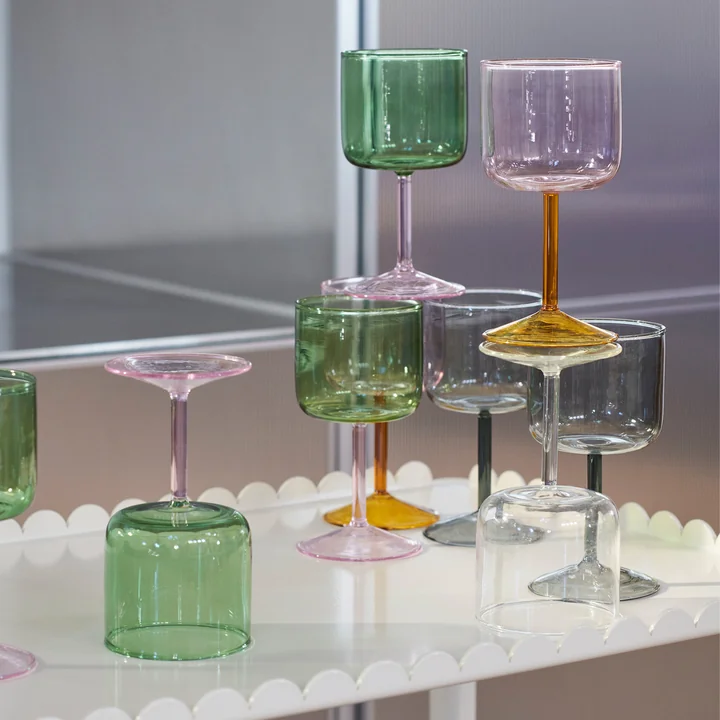 Tint Wine glass from HAY in the version green / pink (set of 2)
