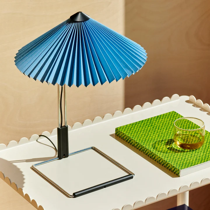 Matin LED table lamp S, placid blue / mirror by HAY
