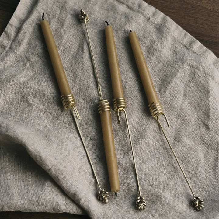 Forest Christmas tree candle holder by Ferm Living in the color brass (set of 4)
