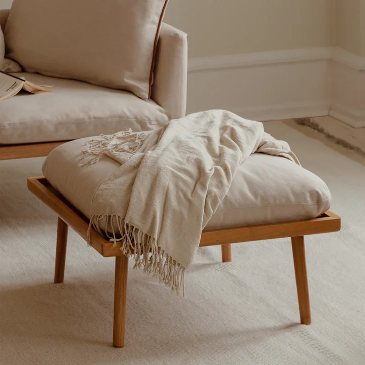 Lounge Around Shuffle Pouf from Umage in the natural oak / white sands version