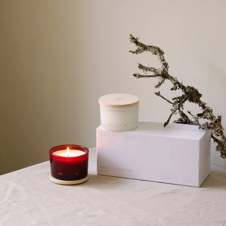 Candle set Mini White Christmas set of 2 from Skandinavisk