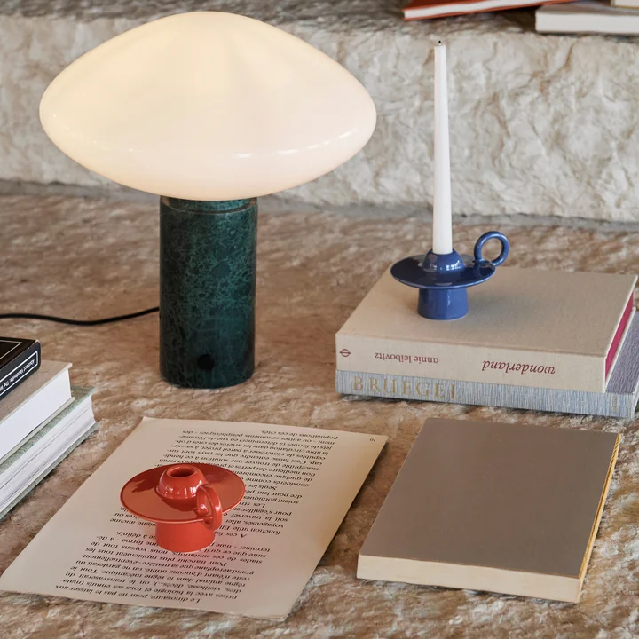 The Mist AP17 table lamp, matt white / guatemala verde by & Tradition