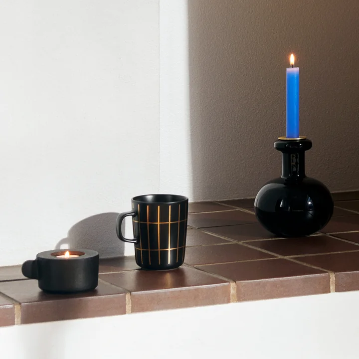 Oiva cast iron candle holder, black by Marimekko