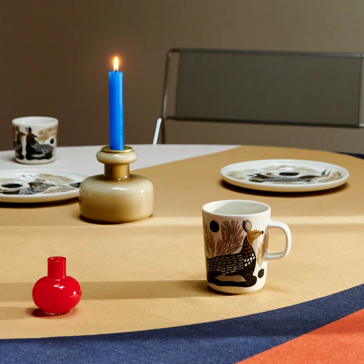 Oiva Ketunmarja & Peura mug with handle, 250 ml, white / coal / mud / light gray by Marimekko
