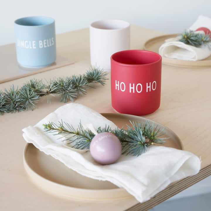 AJ Favourite Porcelain mug, Ho Ho Ho, faded rose by Design Letters