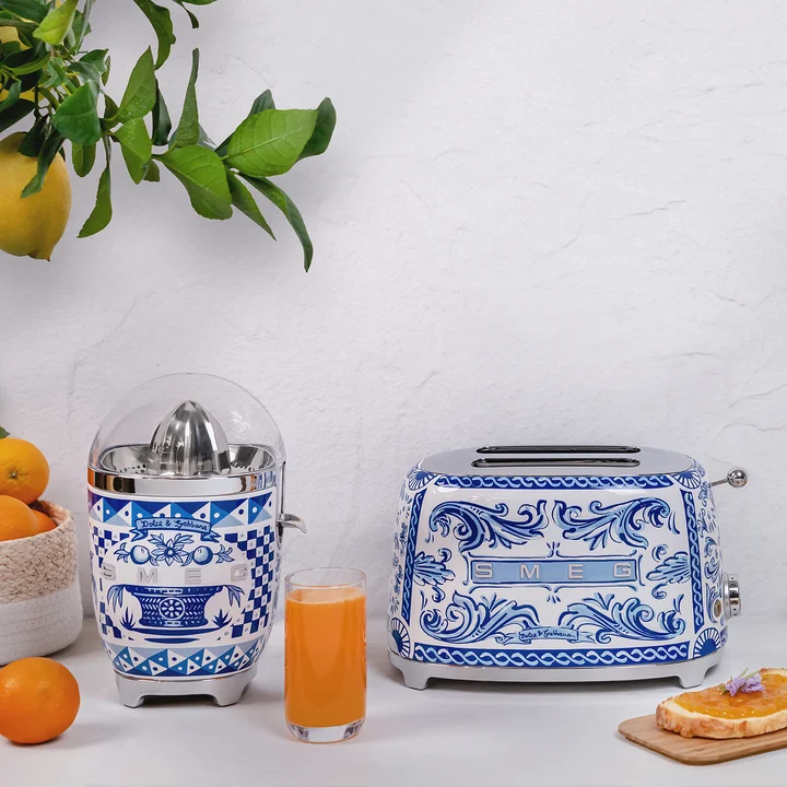 Smeg - Citrus press and toaster, Dolce & Gabbana, blu mediterraneo
