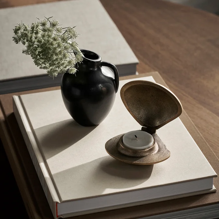 Clam Tealight holder, brass by Ferm Living