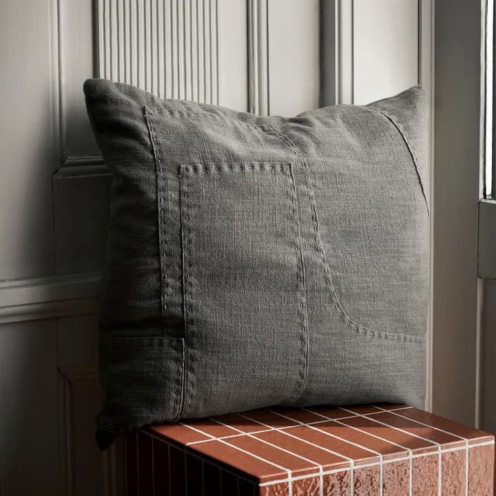 Ferm Living - Darn Cushion, 50 x 50 cm, blue-grey