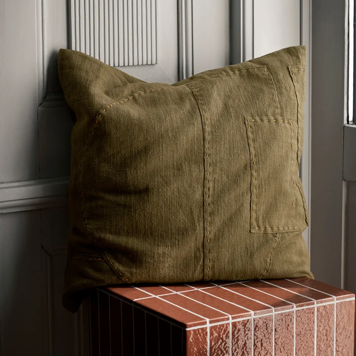 Ferm Living - Darn Cushion, 50 x 50 cm, dark taupe