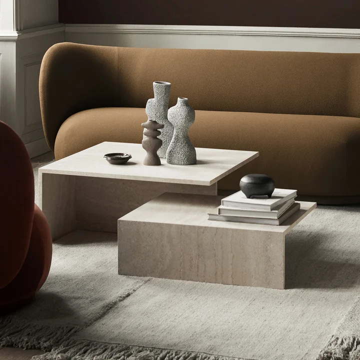 Distinct Grande Duo Coffee table, travertine stone from Ferm Living
