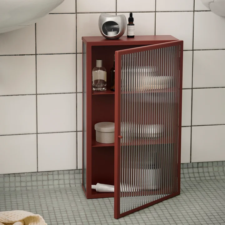 Haze Wall cabinet, glass / oxide red by Ferm Living