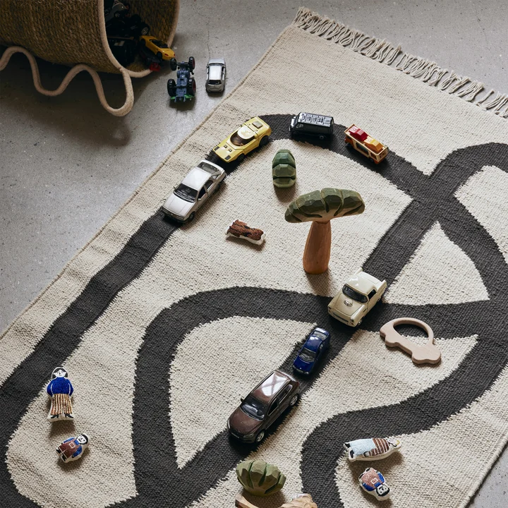 Ferm Living - Lane Carpet, 70 x 105 cm, off-white / chocolate
