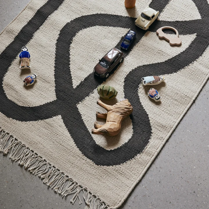 Ferm Living - Lane Carpet, 70 x 105 cm, off-white / chocolate