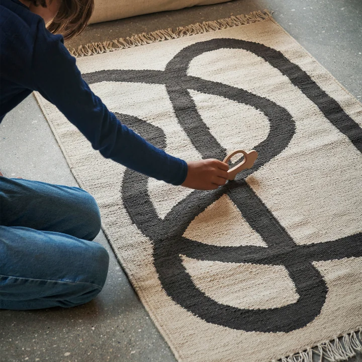 Ferm Living - Lane Carpet, 70 x 105 cm, off-white / chocolate