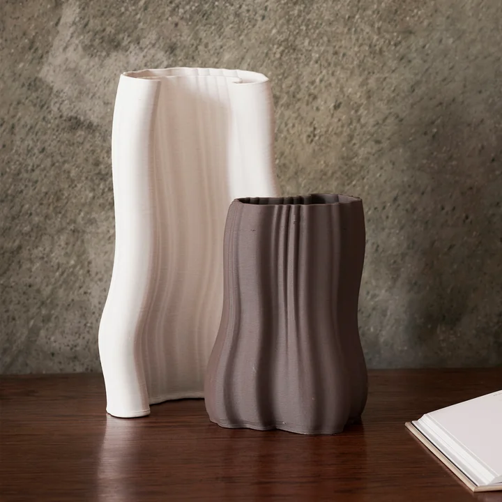Moire Vase, off-white and anthracite by Ferm Living