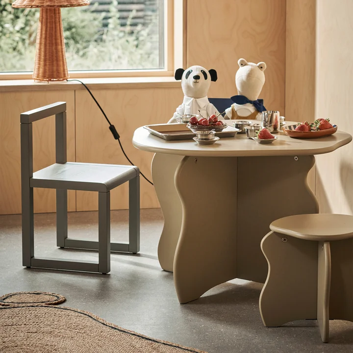 Ferm Living - Slope Children's table and stool, cashmere