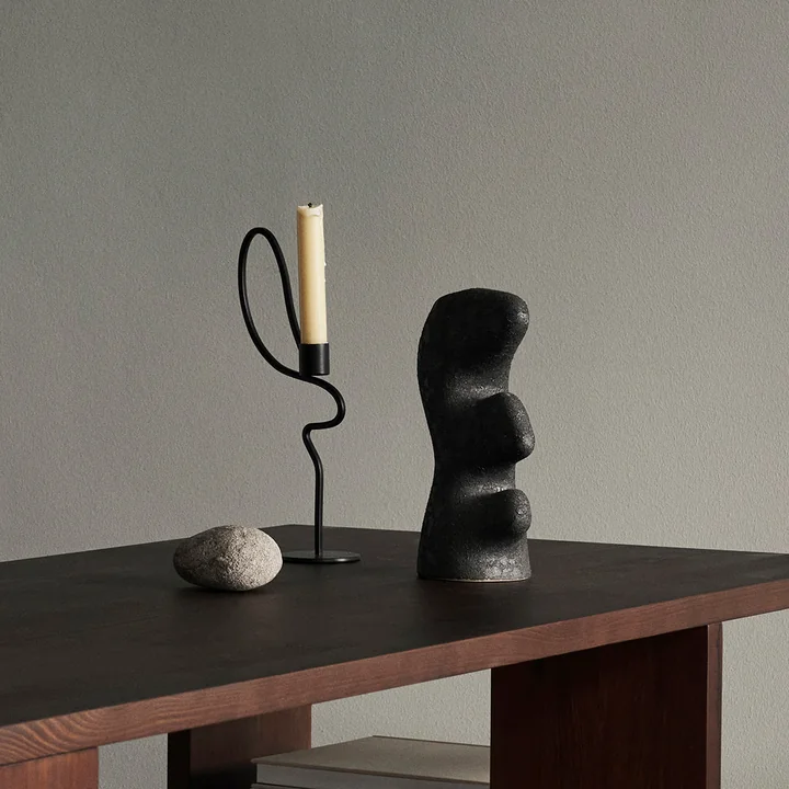 Valse Candlestick tall, black, Yara vase by Ferm Living