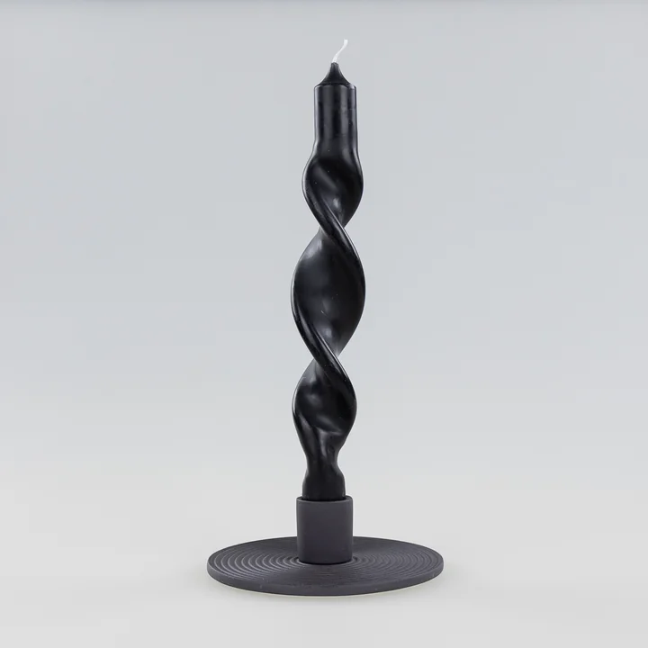 Nuuck - Ceramic candle holder Ø 12 x H 3.5 cm, charcoal black