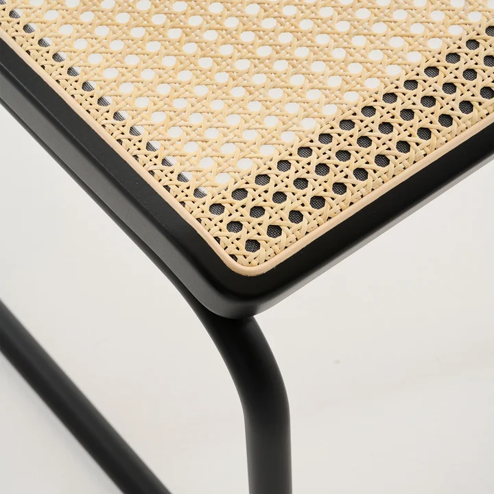 Thonet - S 32 VL Lounge chair, RAL 9005 (jet black) / black stained beech (TP 29) / wickerwork with support fabric
