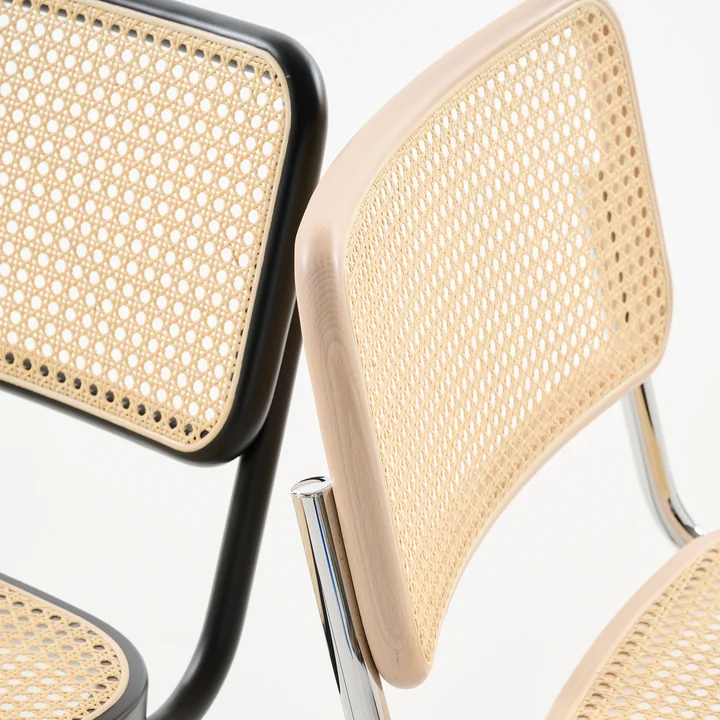 Thonet - S 32 VL Lounge chair, chrome / lightened stained beech (TP 107) / wickerwork with support fabric