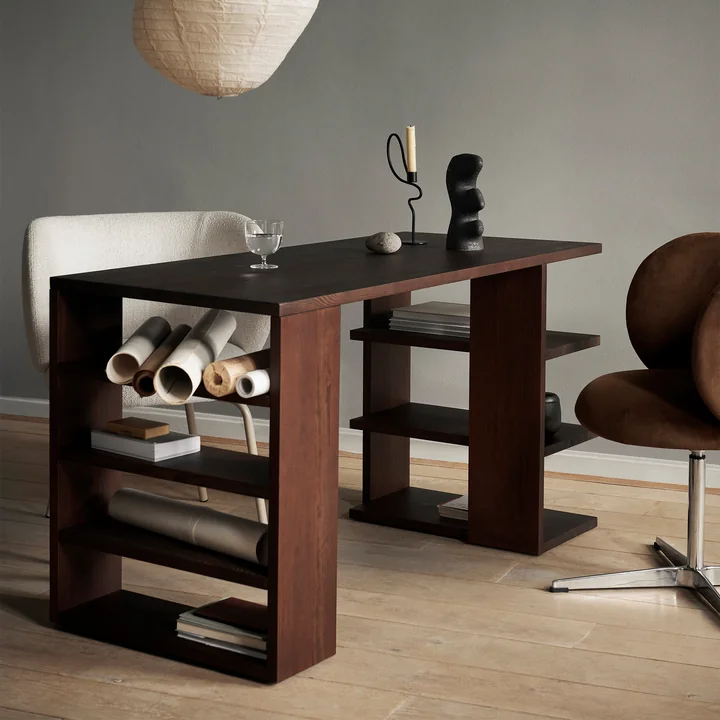 Edre Desk from Ferm Living in dark stained pine finish