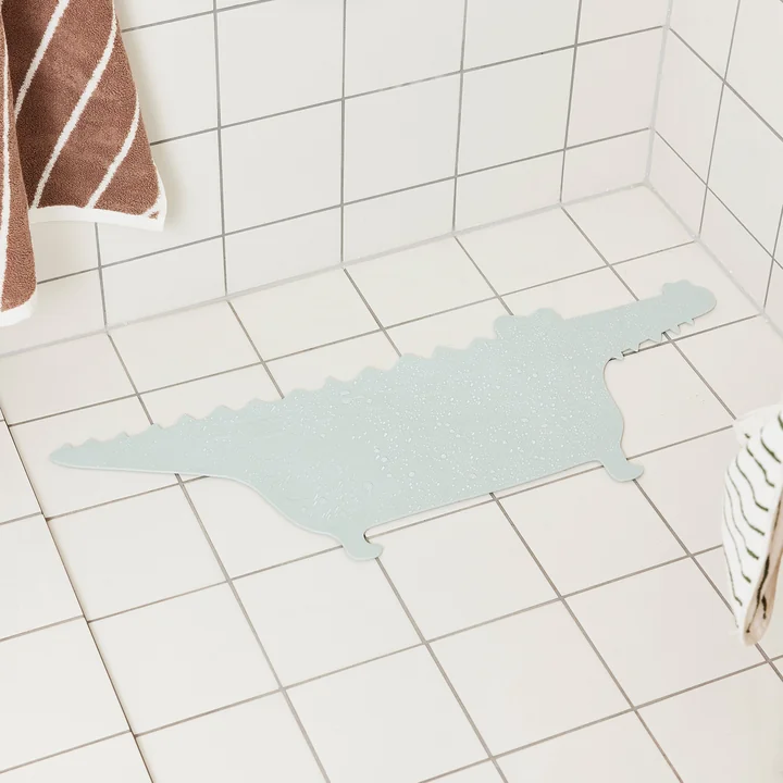 OYOY - Anti-slip bath mat, crocodile Gustav, pale mint
