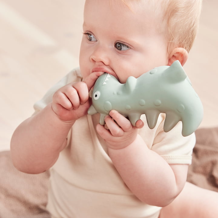 OYOY - Teething animal Dino, Theo, pale mint