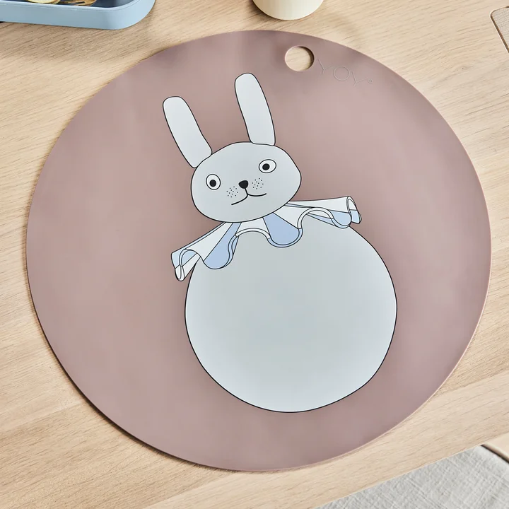 OYOY - Placemat PomPom, Bunny, ⌀ 39 cm, clay