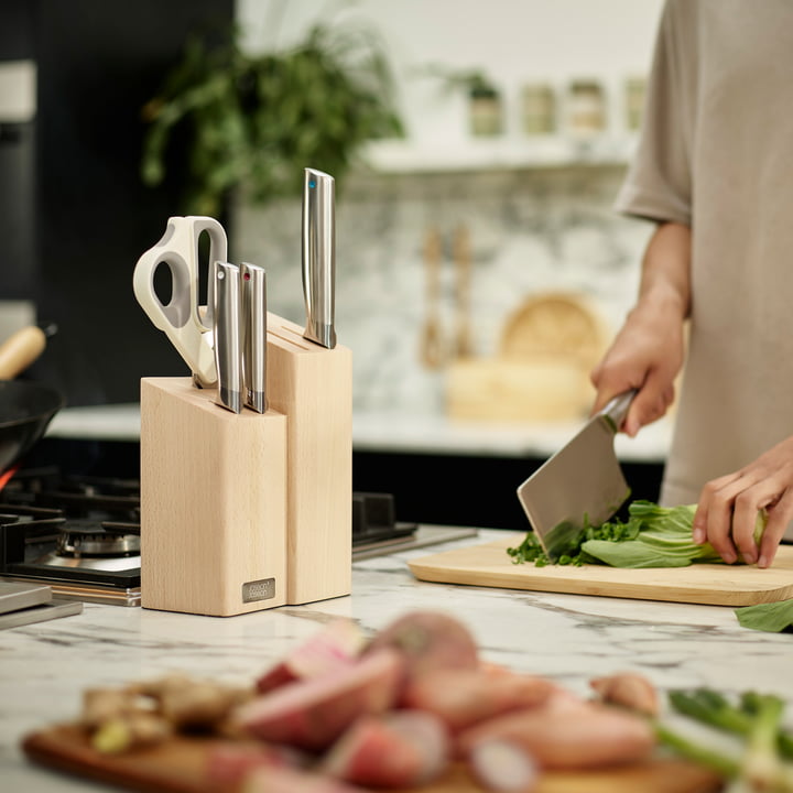 Elevate™ Fusion 5-piece Knife & Scissor Set with Beechwood Block