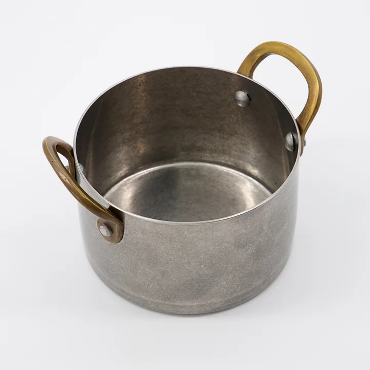 Presentation Mini pot, brushed stainless steel (set of 2) by Nicolas Vahé