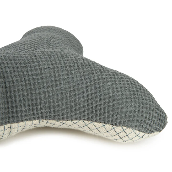 Nobodinoz - Wabi Sabi Cushion, Whale, 42 x 20 cm, azure