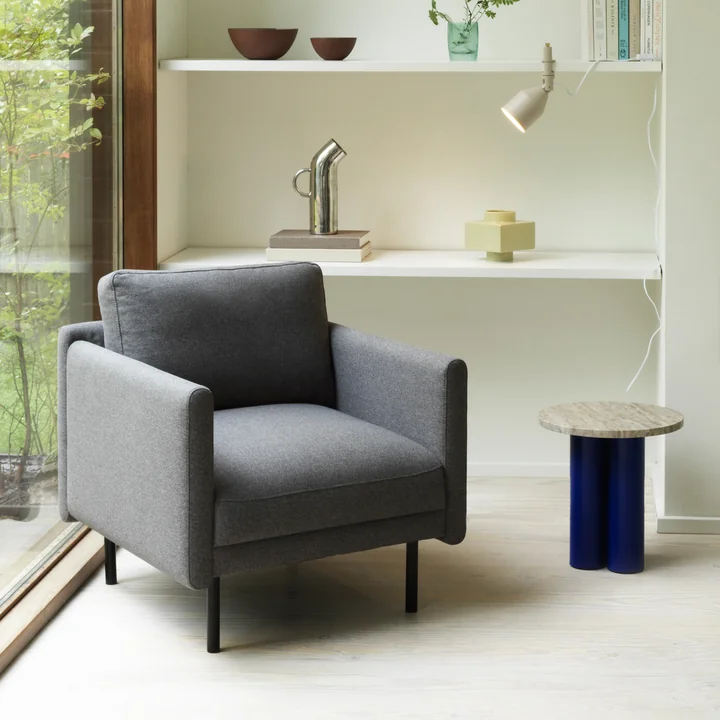 Dit Side table Ø 40 cm, travertine light / bright blue from Normann Copenhagen