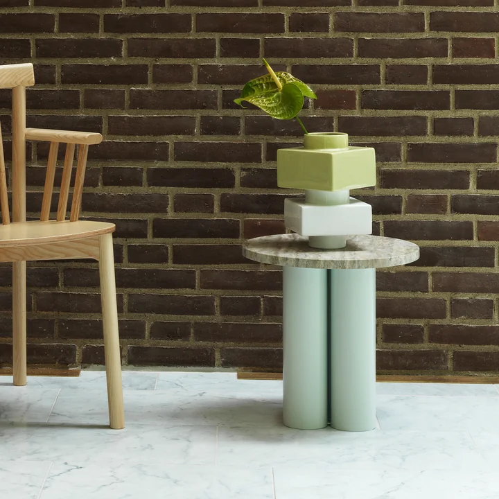 Dit Side table Ø 40 cm, travertine silver / light green from Normann Copenhagen