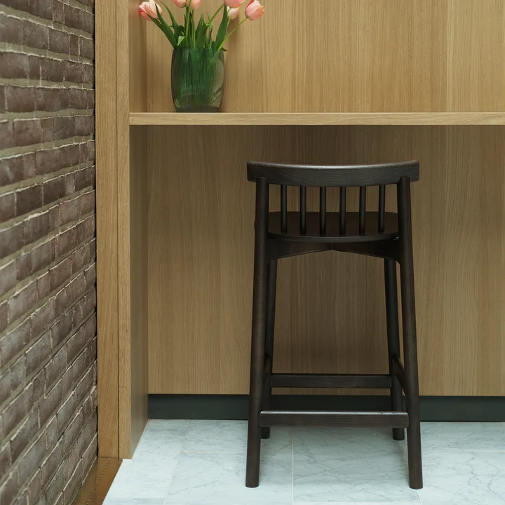 Pind Bar stool, 65 cm, stained black by Normann Copenhagen