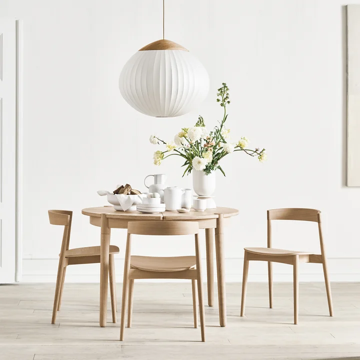 Acorn Pendant light Ø 64 cm, oiled oak / matt opal glass by Bolia