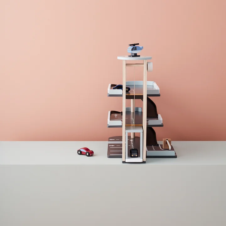 Aiden Parking garage with accessories, colorful (set of 5) by Kids Concept