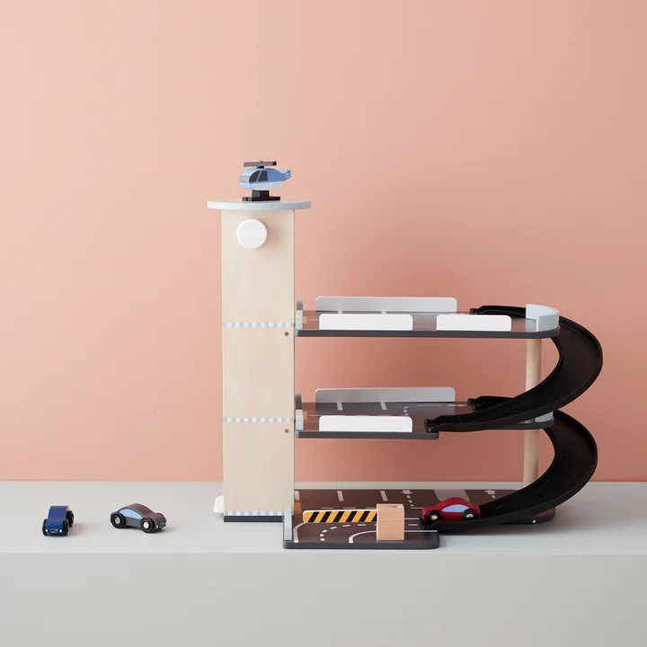 Aiden Parking garage with accessories, colorful (set of 5) by Kids Concept