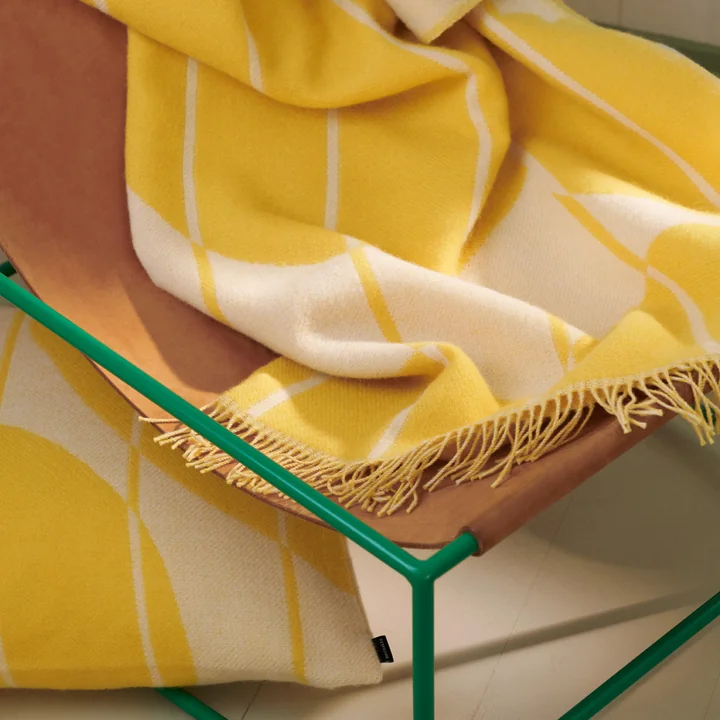 Vesi Unikko Wool blanket, 140 x 180 cm, spring yellow / ecru by Marimekko