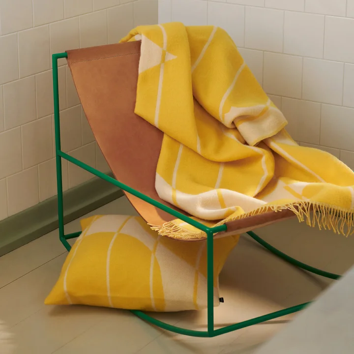 Vesi Unikko Wool blanket, 140 x 180 cm, spring yellow / ecru by Marimekko