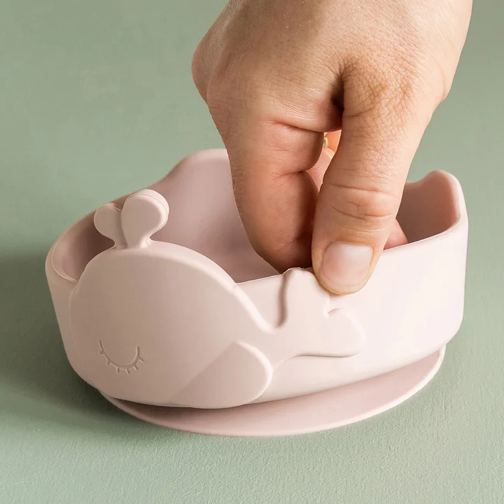 Silicone Stick & Stay Bowl with baby spoon from Done by Deer