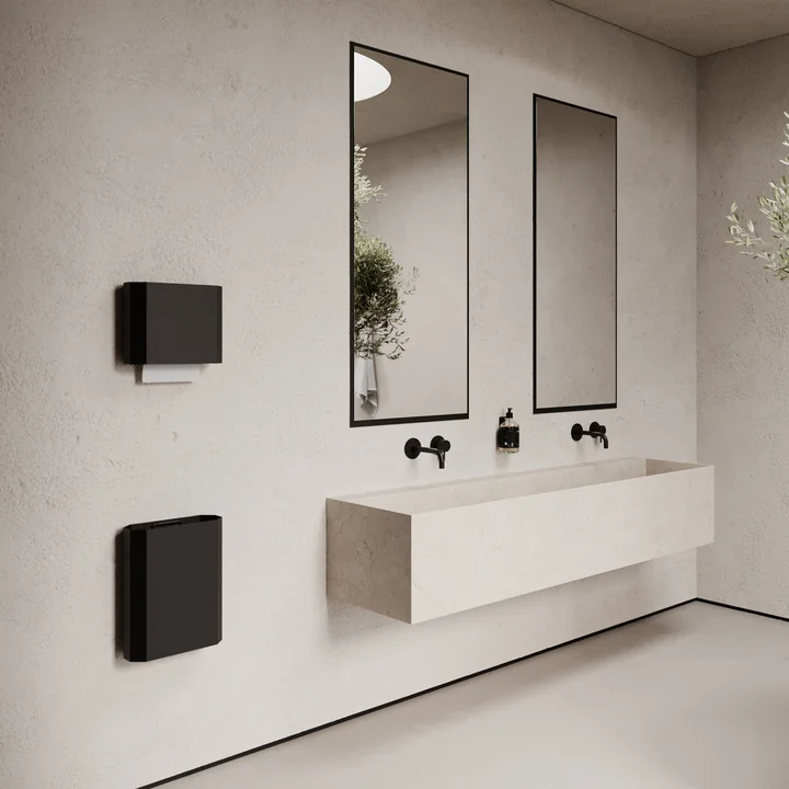 Paper bin and paper dispenser for the wall, black from Nichba Design