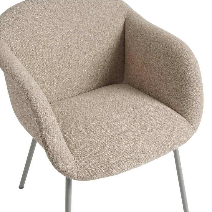 Muuto - Fiber Soft Armchair, gray / beige (fabric Kvadrat Ecriture 240)