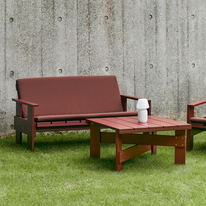 Crate Lounge sofa with seat cushion and side table from HAY