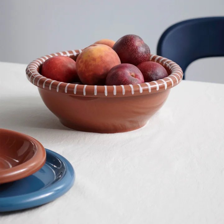 Barro Salad bowl, L, natural with stripes from HAY